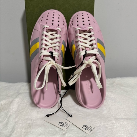 Gucci Pink and Yellow Slip-On Sneakers - Picture 3 of 6